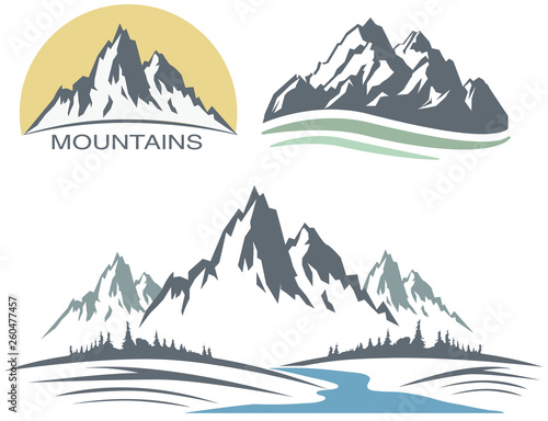 Abstract high mountain icon with your design
