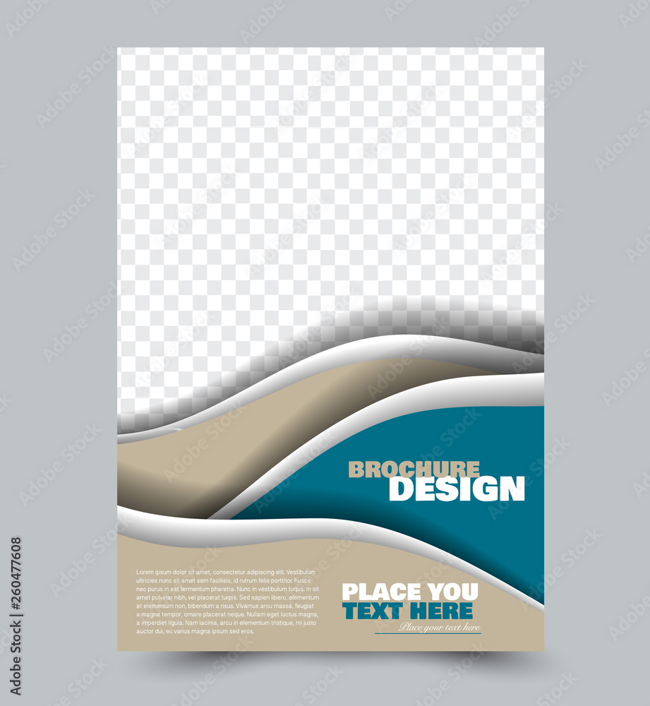 Fototapeta premium Flyer design template. Blue color. Vector illustration.