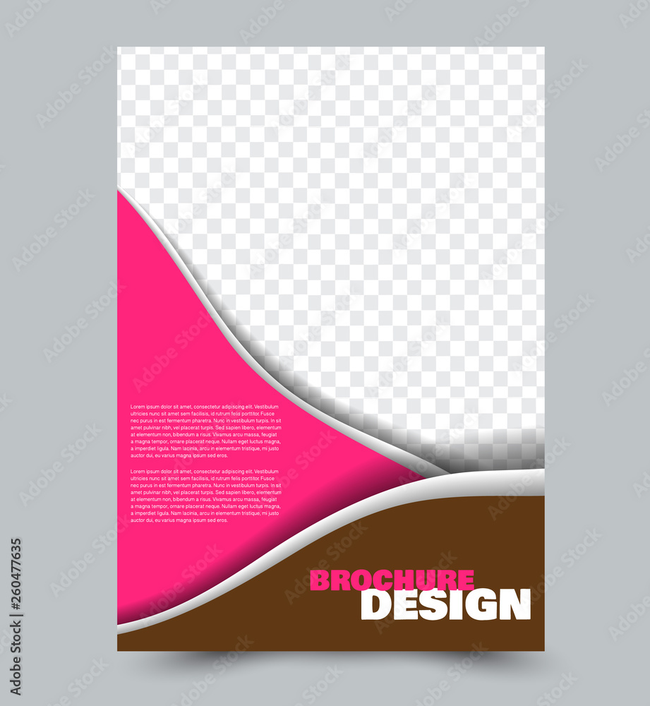 Naklejka premium Flyer design template. Pink and brown color. Vector illustration.