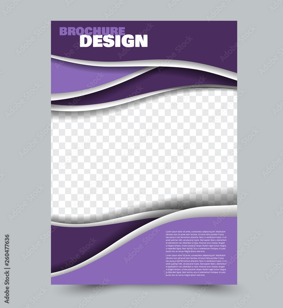 Fototapeta premium Flyer design template. Purple color. Vector illustration.