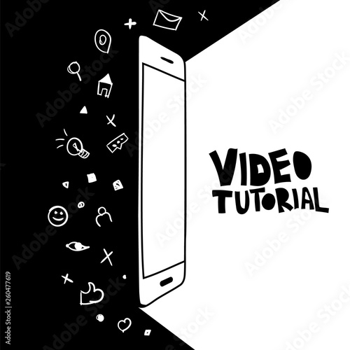 Video tutorial hand drawn poster concept