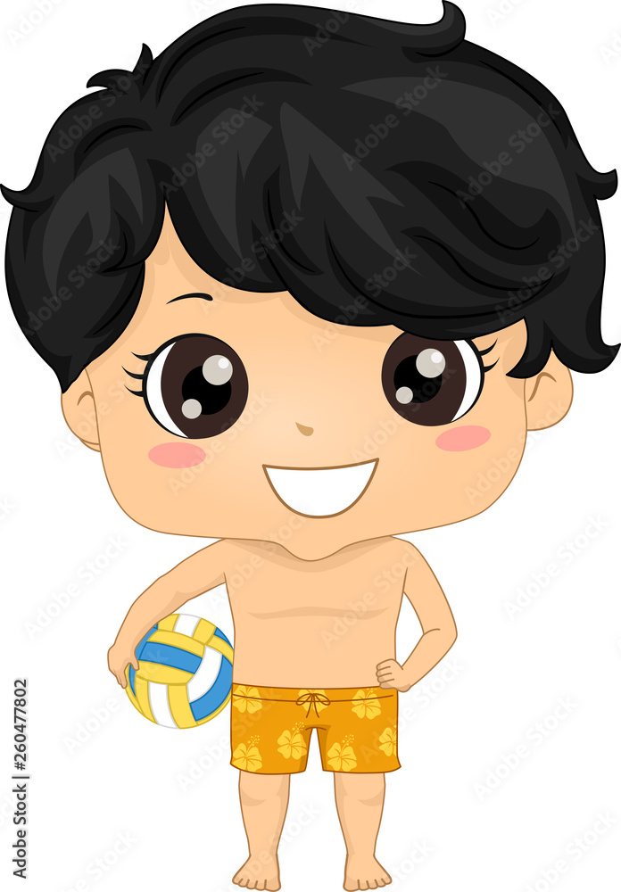 Kid Boy Volleyball Player Illustration