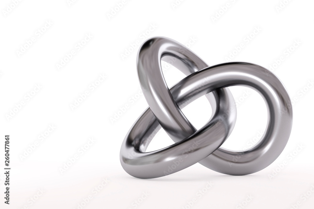 Metal torus knot isolated on white background. 3d image Metal torus knot isolated on white background. 3d image