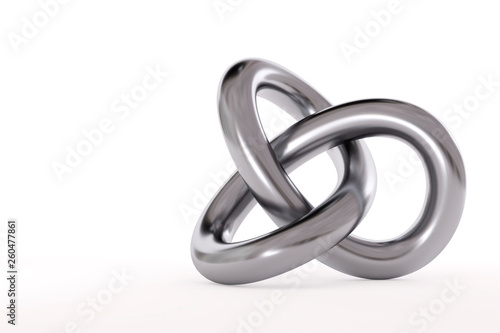 Metal torus knot isolated on white background. 3d image