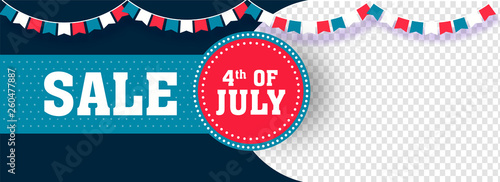 4th Of July, Independence Day Sale header or banner design with space for your product image.