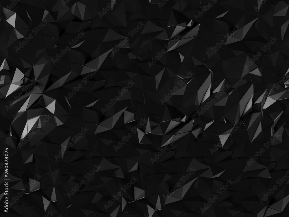 Obraz premium Seamless texture of black 3d polygons and triangles. 3d illustration
