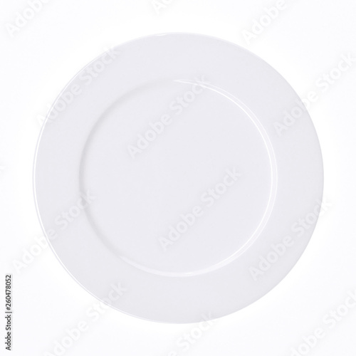 White plate isolated on white background. Top view. 3d image