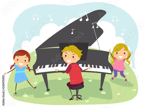 Kids Playing Piano Outdoors...