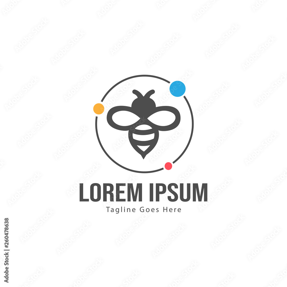 Bee logo template design. Minimalist bee logo with modern frame Bee logo template design. Minimalist bee logo with modern frame