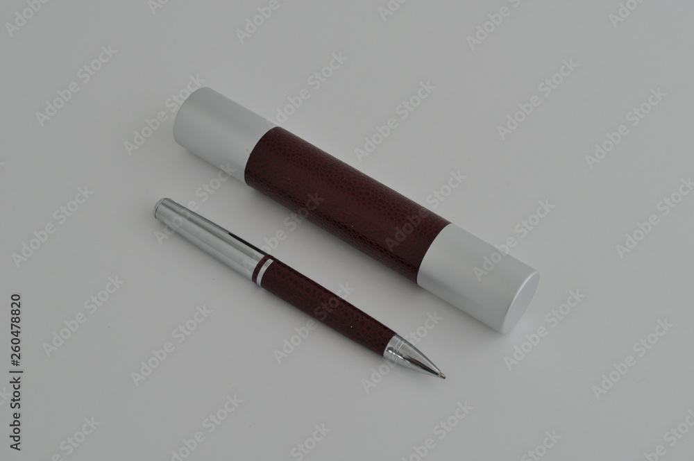 ballpoint pen with case on a light background ballpoint pen with case on a light background