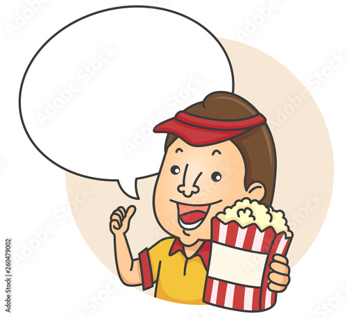 Man Popcorn Speech Bubble I...