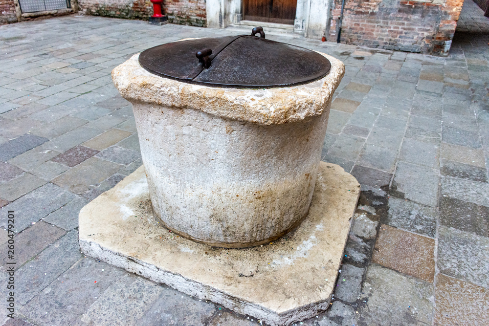 Italy, Venice, typical well in the small squares of the city