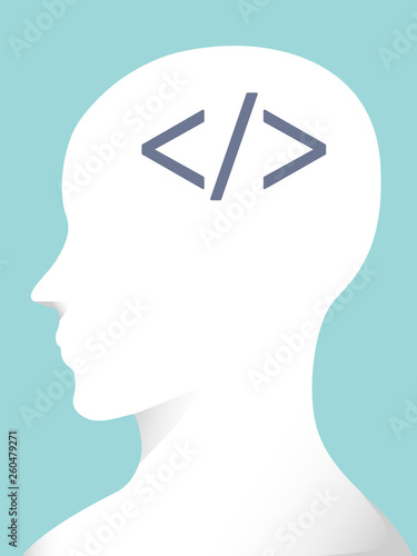 Man Profile Brain Coding Il...