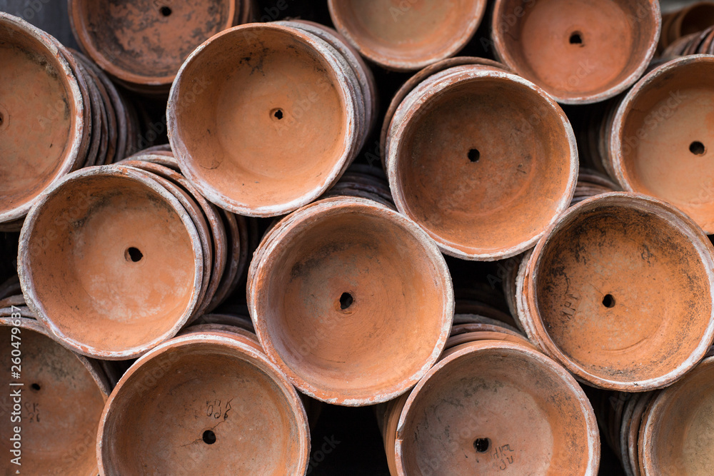 Stack with brown flower pots Stack with brown flower pots