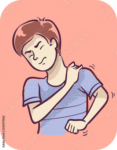 Man Symptom Muscle Pain Shoulder Illustration