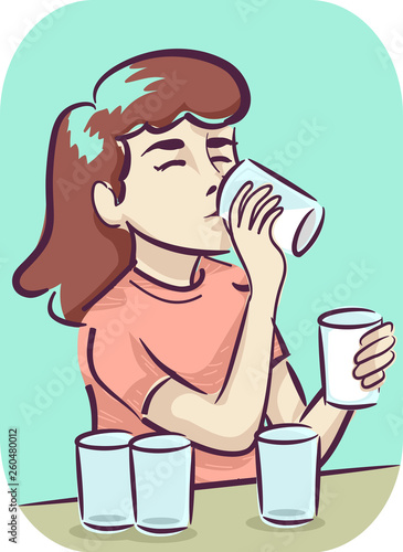 Girl Symptom Increased Thirst Illustration