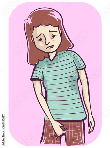 Girl Gonorrhea Genital Itching Illustration