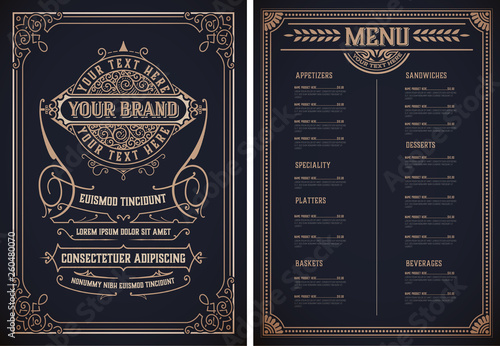 Fotomurale Vintage restaurant menu template. Vector layered