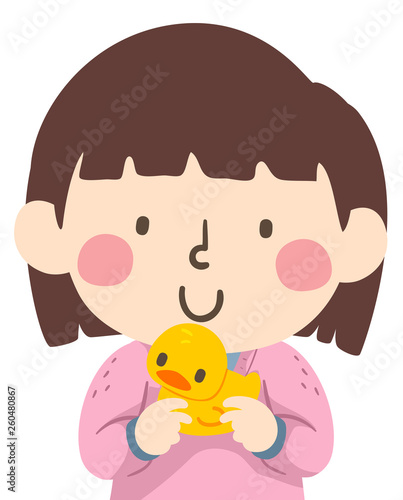 Kid Girl Holding Rubber Duc...
