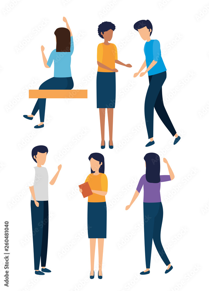 Obraz premium set people working with casual clothes