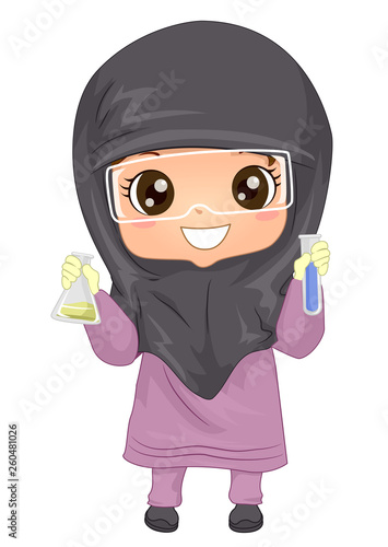 Kid Girl Muslim Holds Flask...