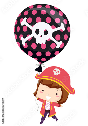 Kid Girl Pirate Balloon Ill...