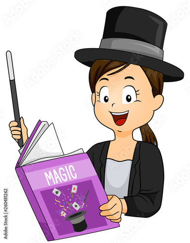 Kid Girl Read Magic Book Wa...