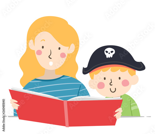 Kid Boy Pirate Mom Read Sto...