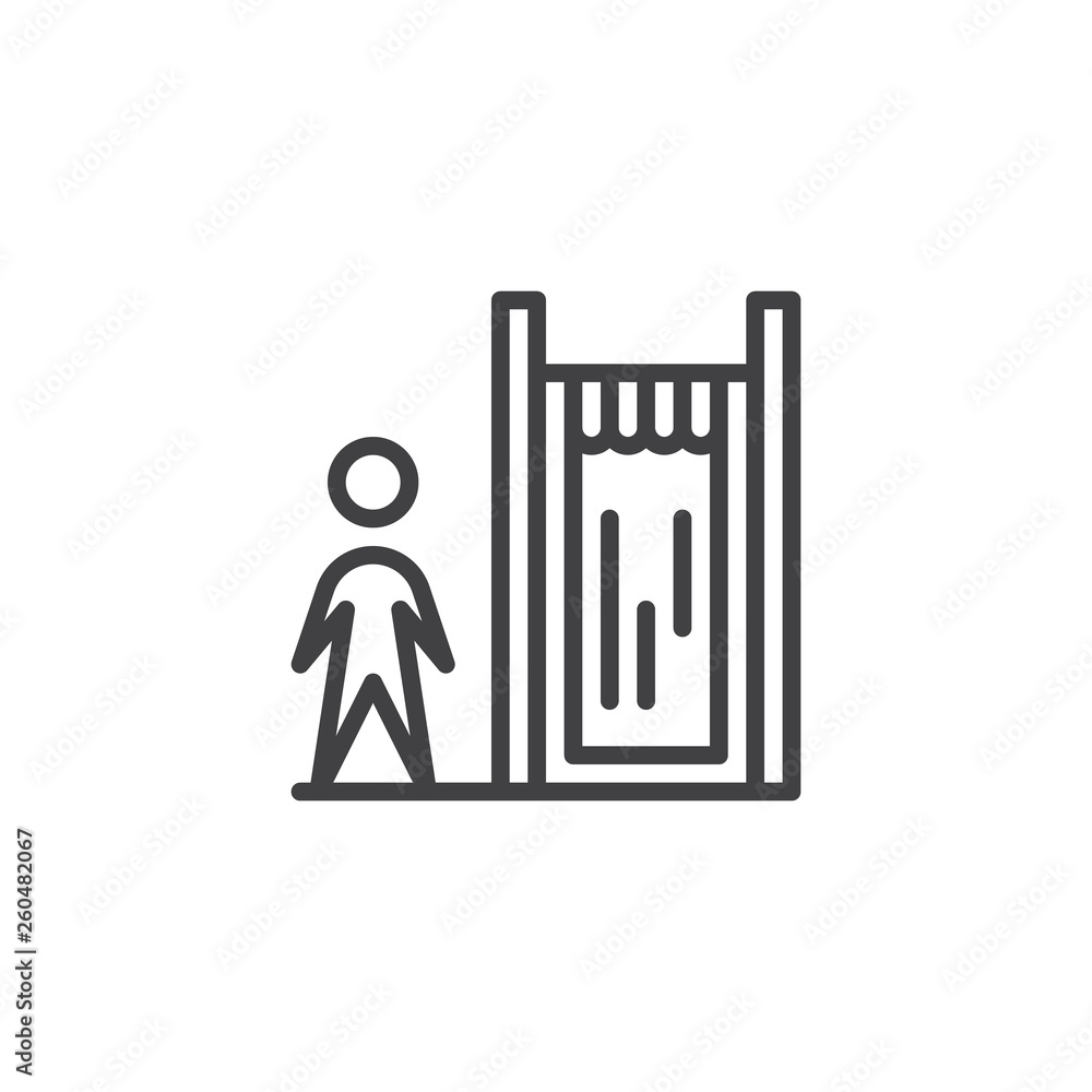 Man in water park line icon. linear style sign for mobile concept and web design. Aqua park shower outline vector icon. Summer vacation symbol, logo illustration. Pixel perfect vector graphics Man in water park line icon. linear style sign for mobile concept and web design. Aqua park shower outline vector icon. Summer vacation symbol, logo illustration. Pixel perfect vector graphics
