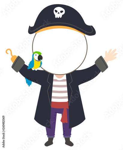 Kid Pirate Parrot Blank Hea...