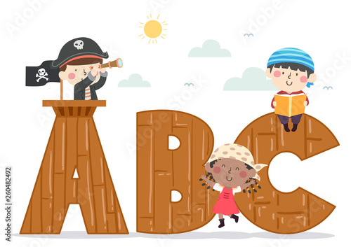 Kids Pirates Wooden Spyglass Book Illustration