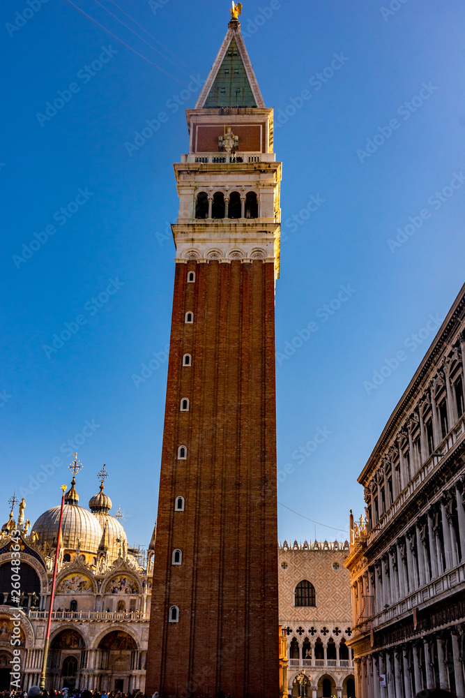 Italy, Venice, view of the bell tower of San Marco