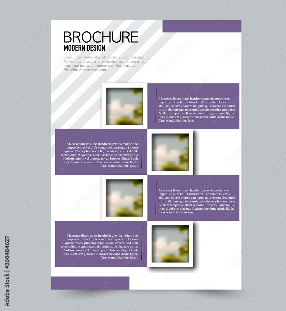 Fototapeta premium Flyer template. Brochure layout. Annual report cover or print out poster design. Purple color. Vector illustration.