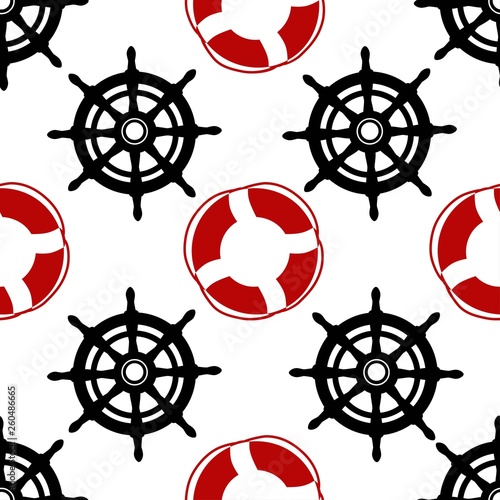 Steering wheels and life buoy seamless pattern