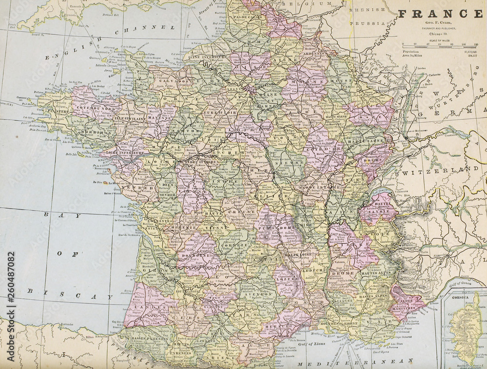 Obraz premium Old map. Engraving image