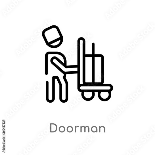 outline doorman vector icon. isolated black simple line element illustration from transportation concept. editable vector stroke doorman icon on white background