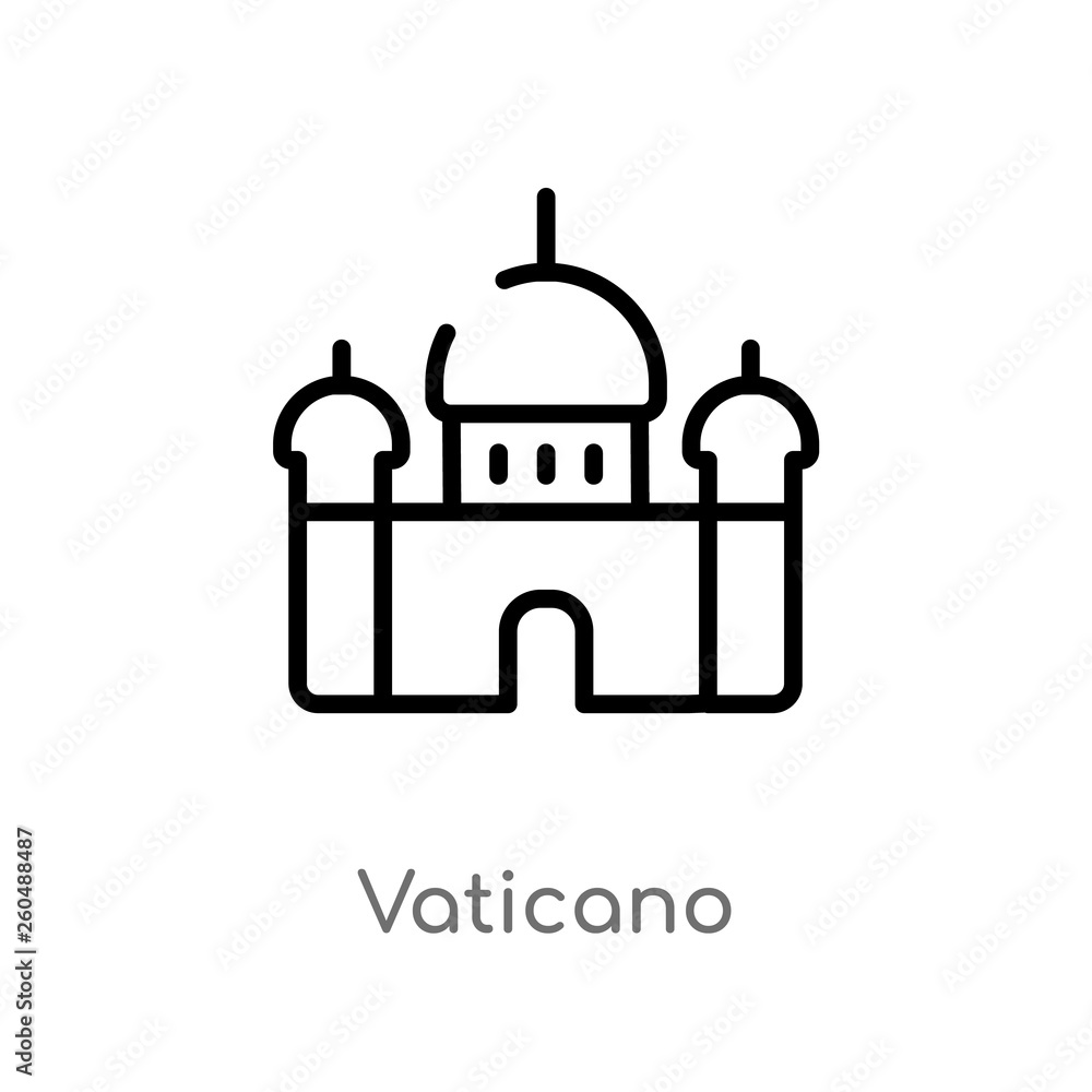 outline vaticano vector icon. isolated black simple line element illustration from travel concept. editable vector stroke vaticano icon on white background