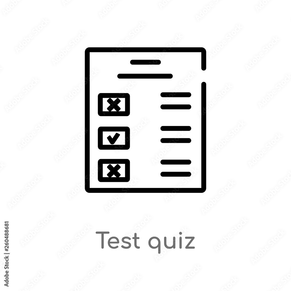 outline test quiz vector icon. isolated black simple line element illustration from user interface concept. editable vector stroke test quiz icon on white background outline test quiz vector icon. isolated black simple line element illustration from user interface concept. editable vector stroke test quiz icon on white background