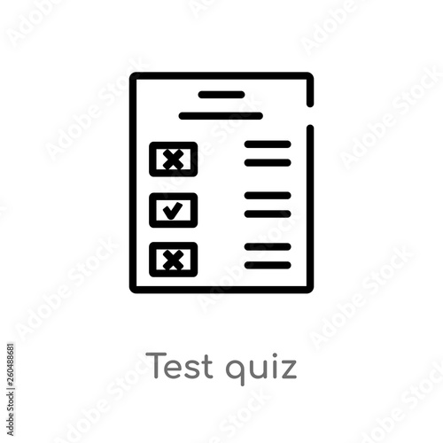 outline test quiz vector icon. isolated black simple line element illustration from user interface concept. editable vector stroke test quiz icon on white background