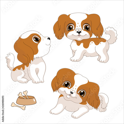 cute spotted puppies puppy dogs dog set cartoon children illustration vector