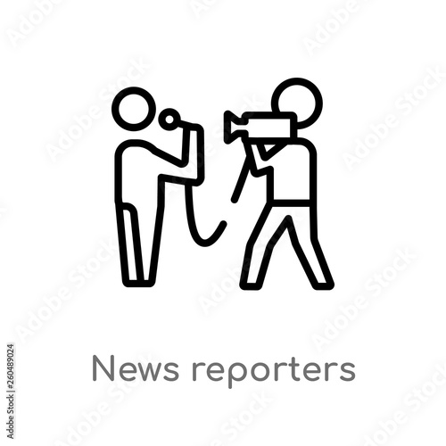 outline news reporters vector icon. isolated black simple line element illustration from user interface concept. editable vector stroke news reporters icon on white background