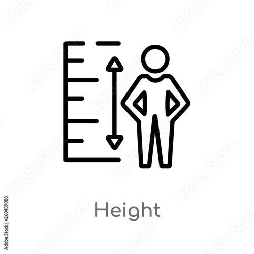 outline height vector icon. isolated black simple line element illustration from user interface concept. editable vector stroke height icon on white background