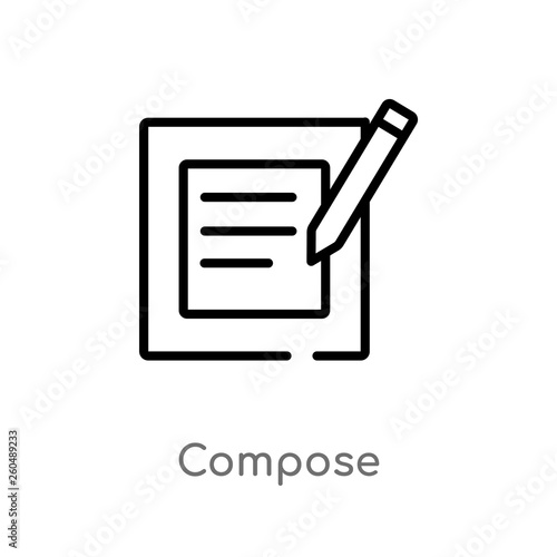 outline compose vector icon. isolated black simple line element illustration from user interface concept. editable vector stroke compose icon on white background