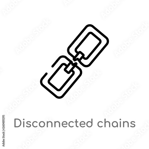 outline disconnected chains vector icon. isolated black simple line element illustration from user interface concept. editable vector stroke disconnected chains icon on white background