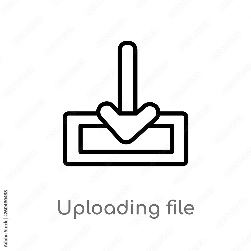 outline uploading file vector icon. isolated black simple line element illustration from user interface concept. editable vector stroke uploading file icon on white background outline uploading file vector icon. isolated black simple line element illustration from user interface concept. editable vector stroke uploading file icon on white background