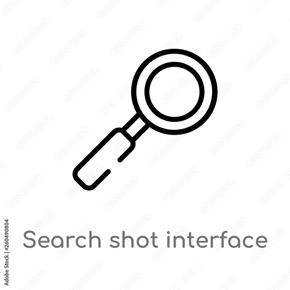 outline search shot interface with a magnifier tool vector icon. isolated black simple line element illustration from user interface concept. editable vector stroke search shot interface with a