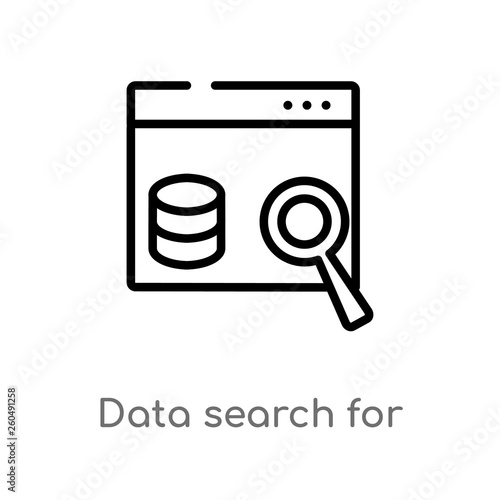 outline data search for interface vector icon. isolated black simple line element illustration from user interface concept. editable vector stroke data search for interface icon on white background