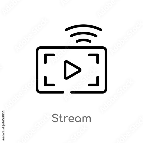 outline stream vector icon. isolated black simple line element illustration from user interface concept. editable vector stroke stream icon on white background