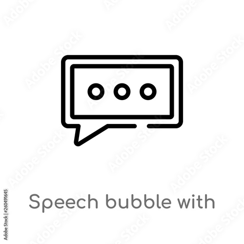 outline speech bubble with three dots inside vector icon. isolated black simple line element illustration from user interface concept. editable vector stroke speech bubble with three dots inside