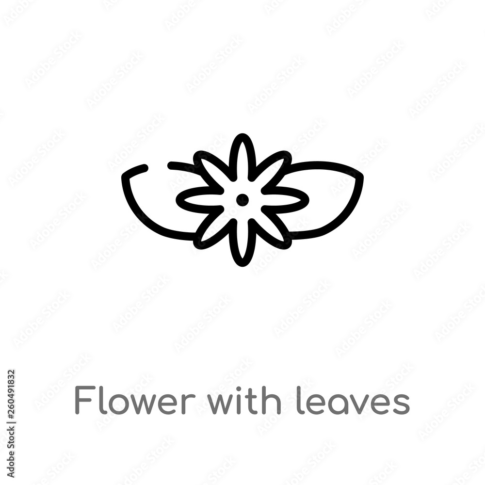outline flower with leaves vector icon. isolated black simple line element illustration from ultimate glyphicons concept. editable vector stroke flower with leaves icon on white background